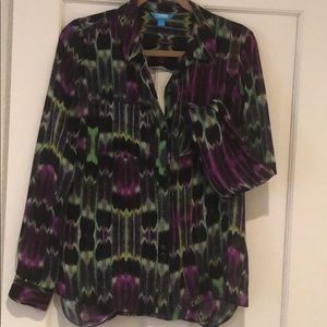 Vibrant sexy black button shear shirt